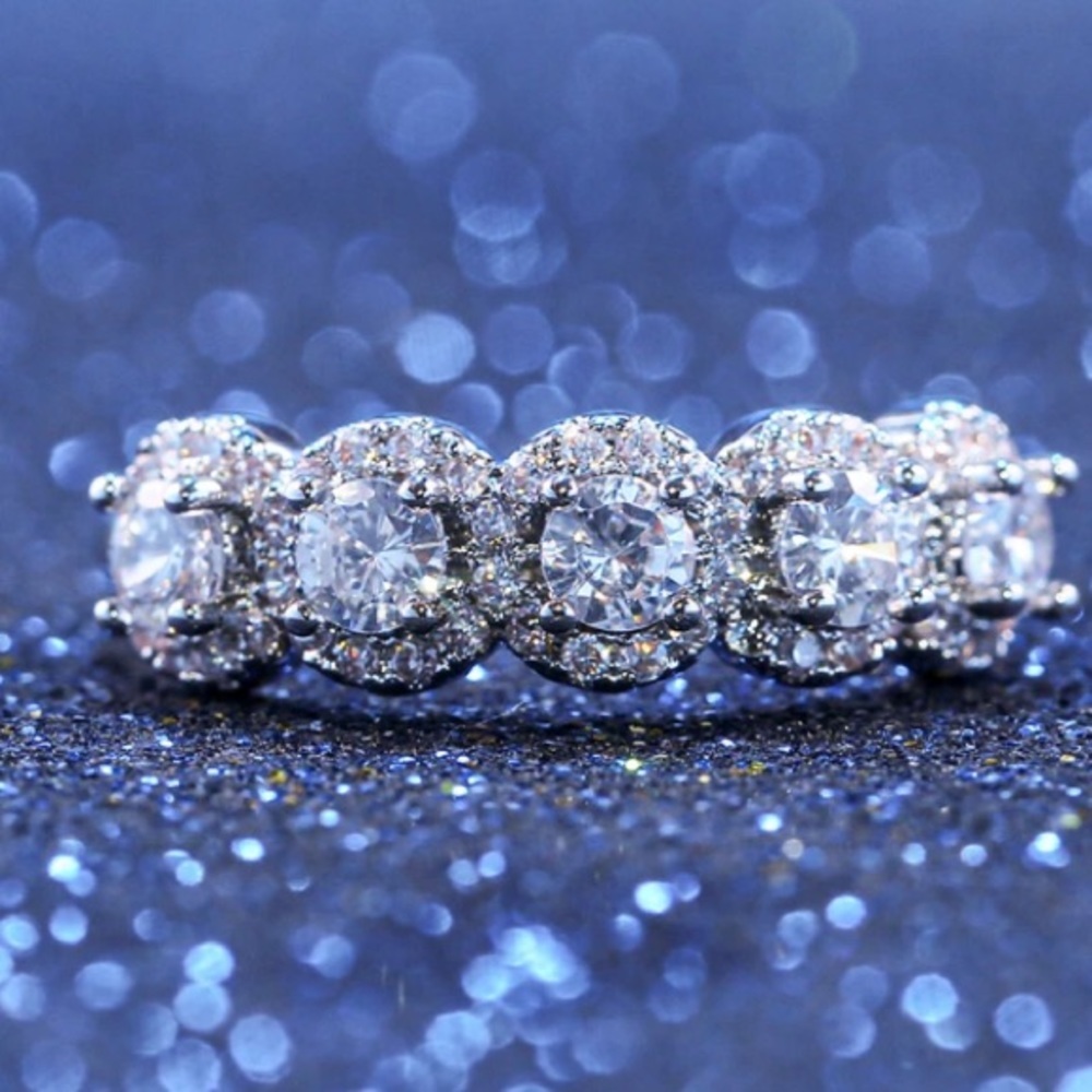 Sterling silver diamond eternity band ring - Picture 5 of 5